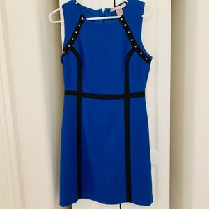Cobalt blue and black fitted dress
